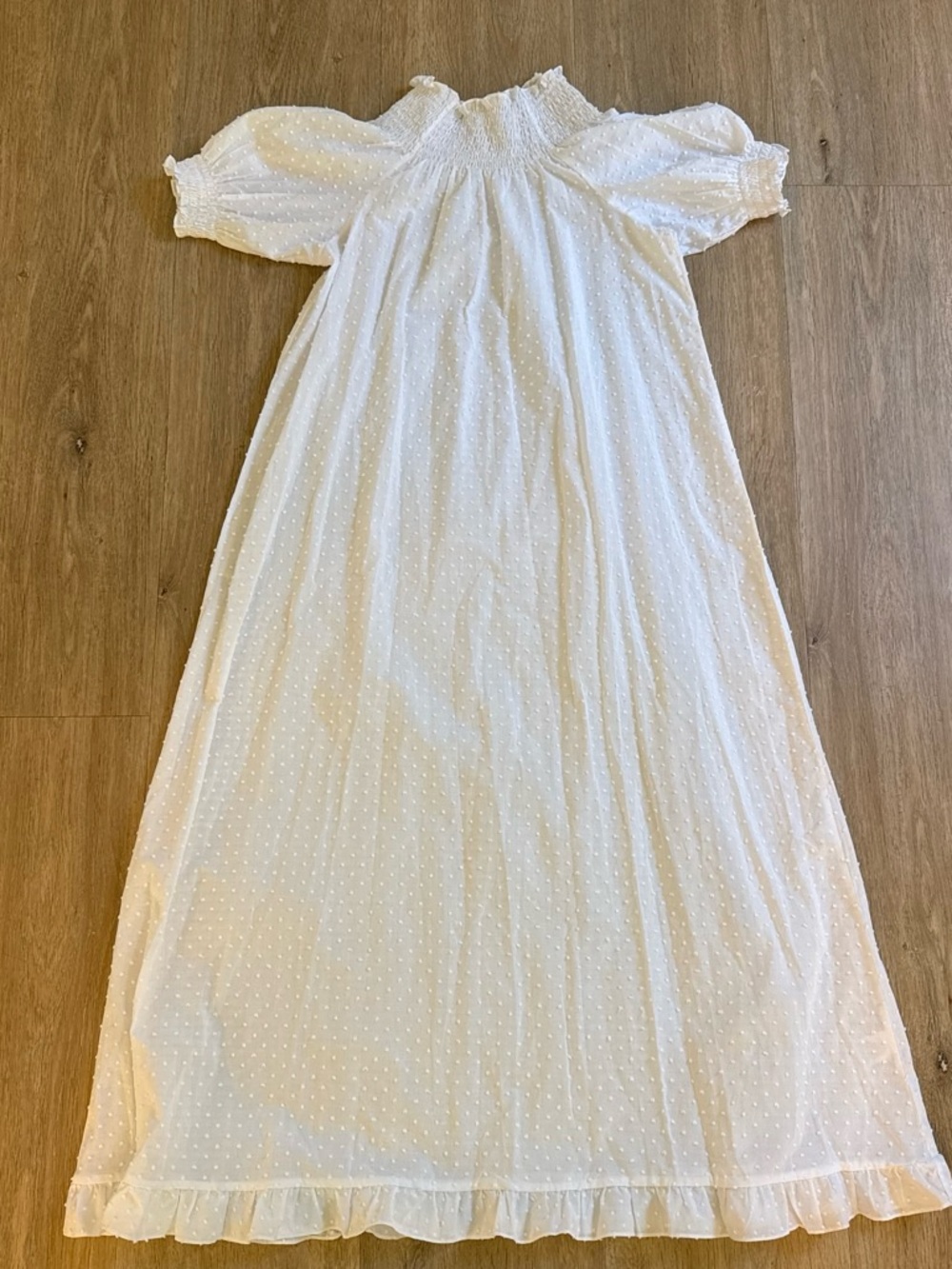 Hill House White Swiss High Neck Dot Maxi Dress XS